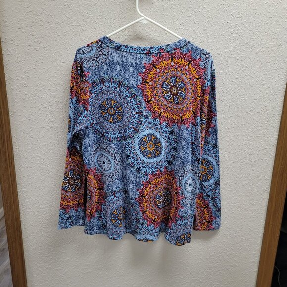 Longyuan Pretty Multicolor Lightweight Long Sleeved Pullover Top Misses XL - Picture 3 of 6